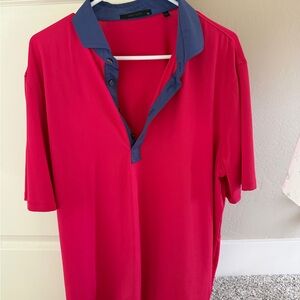 Greyson Short Sleeve Polo - Hot Pink with Navy Collar